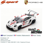 Modelauto 1:43 | Spark US122 | Porsche 911 RSR | Porsche GT Team 2020 #911 USA / Daytona 24 hours Modelauto 1:43 | Spark US122 | Porsche 911 RSR | Porsche GT Team 2020 #911 USA / Daytona 24 hours