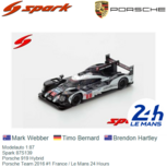 Modelauto 1:87 | Spark 87S139 | Porsche 919 Hybrid | Porsche Team 2016 #1 France / Le Mans 24 Hours Modelauto 1:87 | Spark 87S139 | Porsche 919 Hybrid | Porsche Team 2016 #1 France / Le Mans 24 Hours