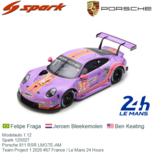 Modelauto 1:12 | Spark 12S027 | Porsche 911 RSR LMGTE-AM | Team Project 1 2020 #57 France / Le Mans 24 Hours Modelauto 1:12 | Spark 12S027 | Porsche 911 RSR LMGTE-AM | Team Project 1 2020 #57 France / Le Mans 24 Hours