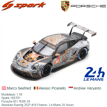 Modelauto 1:18 | Spark 18S701 | Porsche 911 RSR-19 | Absolute Racing 2021 #18 France / Le Mans 24 Hours Modelauto 1:18 | Spark 18S701 | Porsche 911 RSR-19 | Absolute Racing 2021 #18 France / Le Mans 24 Hours