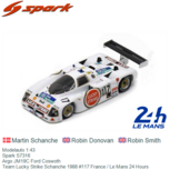 Modelauto 1:43 | Spark S7316 | Argo JM19C Ford Coswoth | Team Lucky Strike Schanche 1988 #117 France / Le Mans 24 Hours Modelauto 1:43 | Spark S7316 | Argo JM19C Ford Coswoth | Team Lucky Strike Schanche 1988 #117 France / Le Mans 24 Hours