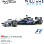 Modelauto 1:18 | Hotwheels 50168 | Williams FW23 BMW | Williams 2001 #5 Modelauto 1:18 | Hotwheels 50168 | Williams FW23 BMW | Williams 2001 #5