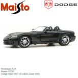 Modelauto 1:24 | Maisto 31232 | Dodge Viper SRT-10 cabrio Zwart 2003 Modelauto 1:24 | Maisto 31232 | Dodge Viper SRT-10 cabrio Zwart 2003