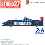 Bouwpakket 1:24 | Studio 27 ST27-FK2493 | Porsche RS Spyder | Team Essex 2007 #31 France / Le Mans 24 Hours Bouwpakket 1:24 | Studio 27 ST27-FK2493 | Porsche RS Spyder | Team Essex 2007 #31 France / Le Mans 24 Hours