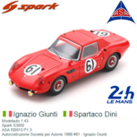 Modelauto 1:43 | Spark S3000 | ASA RB613 P1.3 | Autocostruzione Societa per Azione 1966 #61 - Ignazio Giunti Modelauto 1:43 | Spark S3000 | ASA RB613 P1.3 | Autocostruzione Societa per Azione 1966 #61 - Ignazio Giunti