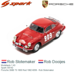 Modelauto 1:43 | Spark S6142 | Porsche 356B T5 1600 Red 1962 #209 - Rob Slotemaker Modelauto 1:43 | Spark S6142 | Porsche 356B T5 1600 Red 1962 #209 - Rob Slotemaker
