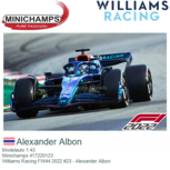 Modelauto 1:43 | Minichamps 417220123 | Williams Racing FW44 2022 #23 - Alexander Albon Modelauto 1:43 | Minichamps 417220123 | Williams Racing FW44 2022 #23 - Alexander Albon