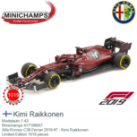 Modelauto 1:43 | Minichamps 417199007 | Alfa Romeo C38 Ferrari 2019 #7 - Kimi Raikkonen Modelauto 1:43 | Minichamps 417199007 | Alfa Romeo C38 Ferrari 2019 #7 - Kimi Raikkonen