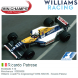 Modelauto 1:18 | Minichamps 110920006 | Williams Grand Prix Engineering FW14b 1992 #6 - Ricardo Patrese Modelauto 1:18 | Minichamps 110920006 | Williams Grand Prix Engineering FW14b 1992 #6 - Ricardo Patrese