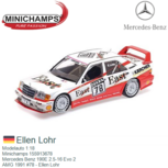 Modelauto 1:18 | Minichamps 155913678 | Mercedes Benz 190E 2.5-16 Evo 2 | AMG 1991 #78 - Ellen Lohr Modelauto 1:18 | Minichamps 155913678 | Mercedes Benz 190E 2.5-16 Evo 2 | AMG 1991 #78 - Ellen Lohr