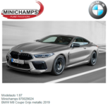 Modelauto 1:87 | Minichamps 870029024 | BMW M8 Coupe Grijs metallic 2019 Modelauto 1:87 | Minichamps 870029024 | BMW M8 Coupe Grijs metallic 2019
