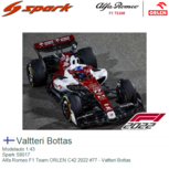 Modelauto 1:43 | Spark S8517 | Alfa Romeo F1 Team ORLEN C42 2022 #77 - Valtteri Bottas Modelauto 1:43 | Spark S8517 | Alfa Romeo F1 Team ORLEN C42 2022 #77 - Valtteri Bottas