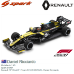 Modelauto 1:43 | Spark S6484 | Renault DP World F1 Team R.S.20 2020 #3 - Daniel Ricciardo Modelauto 1:43 | Spark S6484 | Renault DP World F1 Team R.S.20 2020 #3 - Daniel Ricciardo