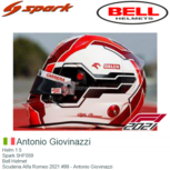 Helm 1:5 | Spark 5HF059 | Bell Helmet | Scuderia Alfa Romeo 2021 #99 - Antonio Giovinazzi Helm 1:5 | Spark 5HF059 | Bell Helmet | Scuderia Alfa Romeo 2021 #99 - Antonio Giovinazzi