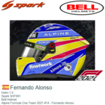 Helm 1:5 | Spark 5HF061 | Bell Helmet | Alpine Formula One Team 2021 #14 - Fernando Alonso Helm 1:5 | Spark 5HF061 | Bell Helmet | Alpine Formula One Team 2021 #14 - Fernando Alonso