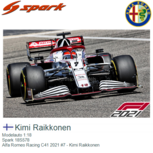 Modelauto 1:18 | Spark 18S578 | Alfa Romeo Racing C41 2021 #7 - Kimi Raikkonen Modelauto 1:18 | Spark 18S578 | Alfa Romeo Racing C41 2021 #7 - Kimi Raikkonen