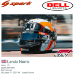Helm 1:5 | Spark 5HF068 | Bell Helmet | McLaren F1 2021 #4 - Lando Norris Helm 1:5 | Spark 5HF068 | Bell Helmet | McLaren F1 2021 #4 - Lando Norris
