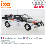 Modelauto 1:24 | IXO-Models 24RAL010B | Audi Sport Quattro A1 1982 #5 - Michèle Mouton Modelauto 1:24 | IXO-Models 24RAL010B | Audi Sport Quattro A1 1982 #5 - Michèle Mouton
