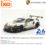 Modelauto 1:18 | IXO-Models LEGT18023 | Porsche 911 RSR LMGTE White / Black / Gold 2019 #91 - Richard Lietz Modelauto 1:18 | IXO-Models LEGT18023 | Porsche 911 RSR LMGTE White / Black / Gold 2019 #91 - Richard Lietz