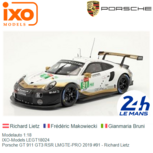 Modelauto 1:18 | IXO-Models LEGT18024 | Porsche GT 911 GT3 RSR LMGTE-PRO 2019 #91 - Richard Lietz Modelauto 1:18 | IXO-Models LEGT18024 | Porsche GT 911 GT3 RSR LMGTE-PRO 2019 #91 - Richard Lietz