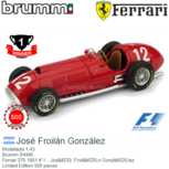 Modelauto 1:43 | Brumm S4445 | Ferrari 375 1951 #`1 - José Froilán González Modelauto 1:43 | Brumm S4445 | Ferrari 375 1951 #`1 - José Froilán González