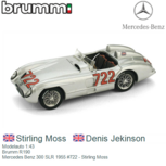 Modelauto 1:43 | Brumm R190 | Mercedes Benz 300 SLR 1955 #722 - Stirling Moss Modelauto 1:43 | Brumm R190 | Mercedes Benz 300 SLR 1955 #722 - Stirling Moss