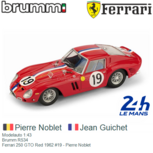 Modelauto 1:43 | Brumm R534 | Ferrari 250 GTO Red 1962 #19 - Pierre Noblet Modelauto 1:43 | Brumm R534 | Ferrari 250 GTO Red 1962 #19 - Pierre Noblet