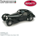 Modelauto 1:43 | Brumm R088-01 | Bugatti 57 SC Atlantic Nero Black 1938 Modelauto 1:43 | Brumm R088-01 | Bugatti 57 SC Atlantic Nero Black 1938