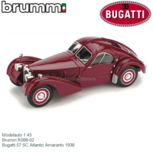 Modelauto 1:43 | Brumm R088-02 | Bugatti 57 SC Atlantic Amaranto 1938 Modelauto 1:43 | Brumm R088-02 | Bugatti 57 SC Atlantic Amaranto 1938