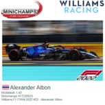 Modelauto 1:43 | Minichamps 417220523 | Williams F1 FW44 2022 #23 - Alexander Albon Modelauto 1:43 | Minichamps 417220523 | Williams F1 FW44 2022 #23 - Alexander Albon