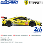 Modelauto 1:43 | Looksmart LSLM2257 | Ferrari 488 GTE Evo | Kessel Racing 2022 #57 - Mikkel Jensen Modelauto 1:43 | Looksmart LSLM2257 | Ferrari 488 GTE Evo | Kessel Racing 2022 #57 - Mikkel Jensen