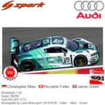 Modelauto 1:43 | Spark SB260 | Audi R8 LMS GT3 | Montaplast by Land-Motorsport 2019 #129 - Feller - Mies - Green Modelauto 1:43 | Spark SB260 | Audi R8 LMS GT3 | Montaplast by Land-Motorsport 2019 #129 - Feller - Mies - Green