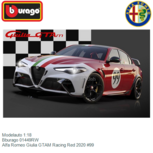 Modelauto 1:18 | Bburago 01449RW | Alfa Romeo Giulia GTAM Racing Red 2020 #99 Modelauto 1:18 | Bburago 01449RW | Alfa Romeo Giulia GTAM Racing Red 2020 #99