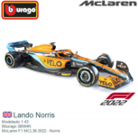 Modelauto 1:43 | Bburago 38064N | McLaren F1 MCL36 2022 - Lando Norris Modelauto 1:43 | Bburago 38064N | McLaren F1 MCL36 2022 - Lando Norris