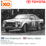 Modelauto 1:43 | IXO-Models RAC359A | Toyota Celica 2000 GT (RA40) 1980 #6 - Henry Liddon Modelauto 1:43 | IXO-Models RAC359A | Toyota Celica 2000 GT (RA40) 1980 #6 - Henry Liddon