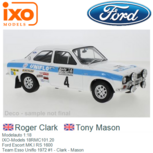 Modelauto 1:18 | IXO-Models 18RMC101.20 | Ford Escort MK.I RS 1600 | Team Esso Uniflo 1972 #1 - Roger Clark Modelauto 1:18 | IXO-Models 18RMC101.20 | Ford Escort MK.I RS 1600 | Team Esso Uniflo 1972 #1 - Roger Clark