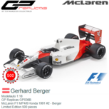 Modelauto 1:18 | GP Replicas GP036B | McLaren F1 MP4/6 Honda 1991 #2 - Berger Modelauto 1:18 | GP Replicas GP036B | McLaren F1 MP4/6 Honda 1991 #2 - Berger