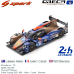 Modelauto 1:18 | Spark 18S709 | Oreca 07 Gibson | Panis Racing 2021 #65 France / Le Mans 24 Hours Modelauto 1:18 | Spark 18S709 | Oreca 07 Gibson | Panis Racing 2021 #65 France / Le Mans 24 Hours
