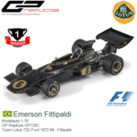 Modelauto 1:18 | GP Replicas GP126C | Team Lotus 72D Ford 1972 #6 - Fittipaldi Modelauto 1:18 | GP Replicas GP126C | Team Lotus 72D Ford 1972 #6 - Fittipaldi