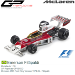 Modelauto 1:18 | GP Replicas GP131CD | McLaren M23 Ford Ditry Version 1974 #5 - Fittipaldi Modelauto 1:18 | GP Replicas GP131CD | McLaren M23 Ford Ditry Version 1974 #5 - Fittipaldi