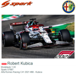 Modelauto 1:43 | Spark S7687 | Alfa Romeo Racing C41 2021 #88 - Kubica Modelauto 1:43 | Spark S7687 | Alfa Romeo Racing C41 2021 #88 - Kubica