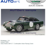 Modelauto 1:18 | Autoart 70281 | Aston Martin DB4 G.T. Continuation Aston Racing Green Modelauto 1:18 | Autoart 70281 | Aston Martin DB4 G.T. Continuation Aston Racing Green
