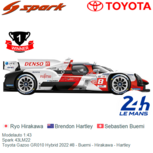 Modelauto 1:43 | Spark 43LM22 | Toyota Gazoo GR010 Hybrid 2022 #8 - Buemi - Hirakawa - Hartley Modelauto 1:43 | Spark 43LM22 | Toyota Gazoo GR010 Hybrid 2022 #8 - Buemi - Hirakawa - Hartley