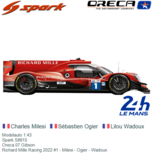 Modelauto 1:43 | Spark S8615 | Oreca 07 Gibson | Richard Mille Racing 2022 #1 - Milesi - Ogier - Wadoux Modelauto 1:43 | Spark S8615 | Oreca 07 Gibson | Richard Mille Racing 2022 #1 - Milesi - Ogier - Wadoux