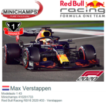 Modelauto 1:43 | Minichamps 410201733 | Red Bull Racing RB16 2020 #33 - Max Verstappen Modelauto 1:43 | Minichamps 410201733 | Red Bull Racing RB16 2020 #33 - Max Verstappen