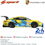 Modelauto 1:43 | Spark S8653 | Porsche 911 RSR-19 | Dempsey Proton Racing 2022 #88 - Heylen - Lindsey - Poordad Modelauto 1:43 | Spark S8653 | Porsche 911 RSR-19 | Dempsey Proton Racing 2022 #88 - Heylen - Lindsey - Poordad