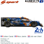 Modelauto 1:43 | Spark S8641 | Oreca 07 Gibson | Panis Racing 2022 #65 - van Uitert - Canal - Jamin Modelauto 1:43 | Spark S8641 | Oreca 07 Gibson | Panis Racing 2022 #65 - van Uitert - Canal - Jamin