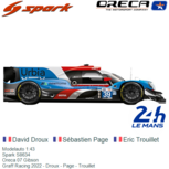 Modelauto 1:43 | Spark S8634 | Oreca 07 Gibson | Graff Racing 2022 - Droux - Page - Trouillet Modelauto 1:43 | Spark S8634 | Oreca 07 Gibson | Graff Racing 2022 - Droux - Page - Trouillet