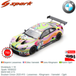 Modelauto 1:18 | Spark 18SB022 | BMW M6 GT3 | Boutsen Ginion 2020 #10 - Lessennes - Klingmann - Vannelet - Ojjeh Modelauto 1:18 | Spark 18SB022 | BMW M6 GT3 | Boutsen Ginion 2020 #10 - Lessennes - Klingmann - Vannelet - Ojjeh