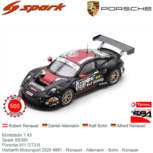 Modelauto 1:43 | Spark SB395 | Porsche 911 GT3 R | Herberth Motorsport 2020 #991 - Renauer - Allemann - Bohn - Renauer Modelauto 1:43 | Spark SB395 | Porsche 911 GT3 R | Herberth Motorsport 2020 #991 - Renauer - Allemann - Bohn - Renauer